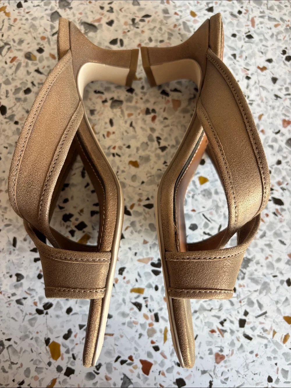Donald J. Pliner Gold Metallic Crossover Slide Heels